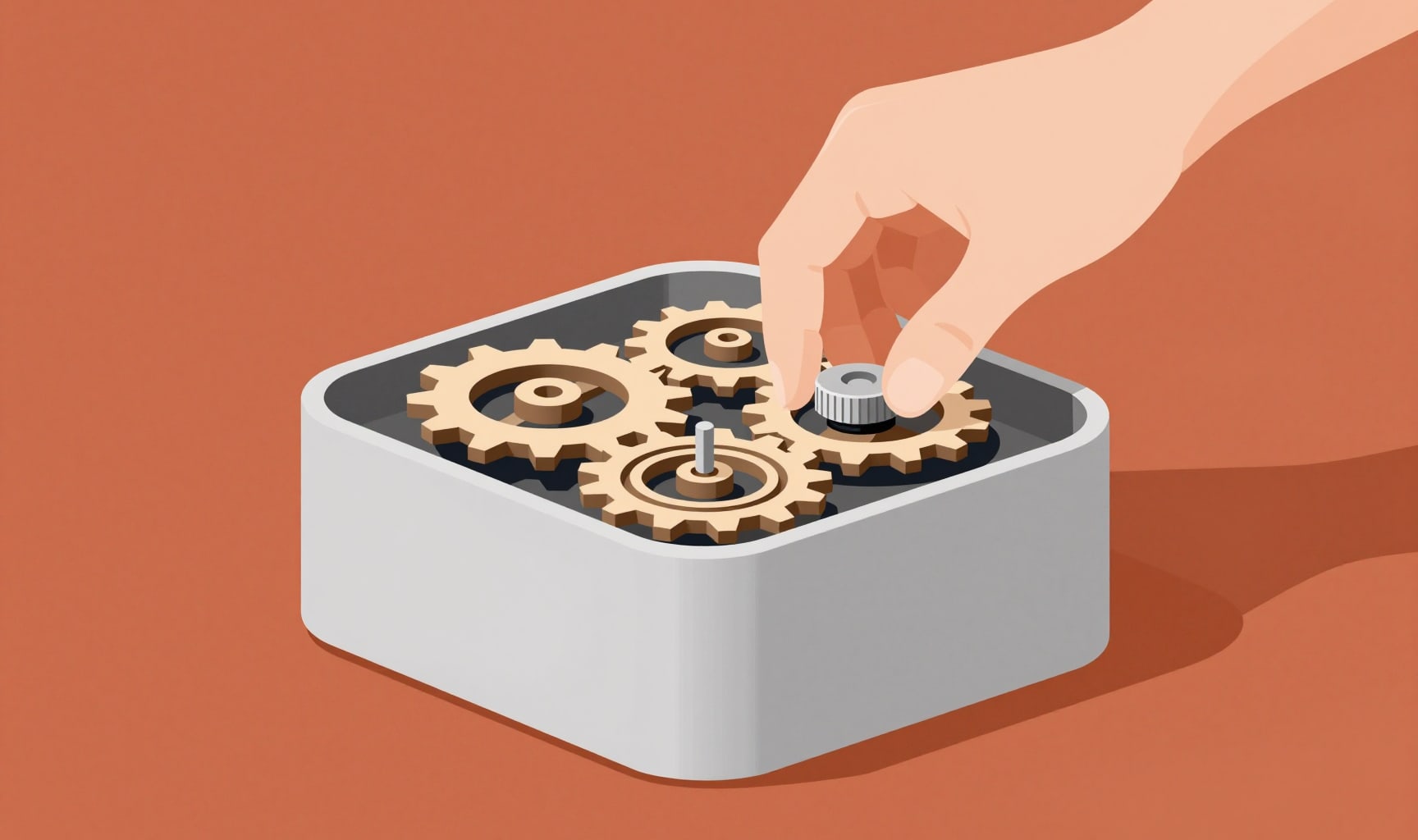 Illustration, un mécanisme d’horlogerie dans un Mac mini